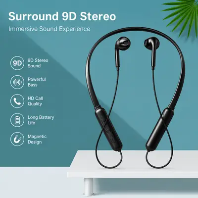 Wireless 9D Bluetooth Headset NeckHanging Stereo Noise Reduction Universal 5.0 Sports Headset Microphone thumbnail 3