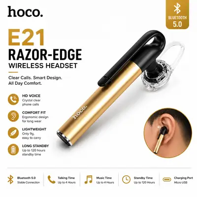 HOCO E21 Universal Bluetooth Hands-Free Earphone with Mic for All Smartphones thumbnail 2