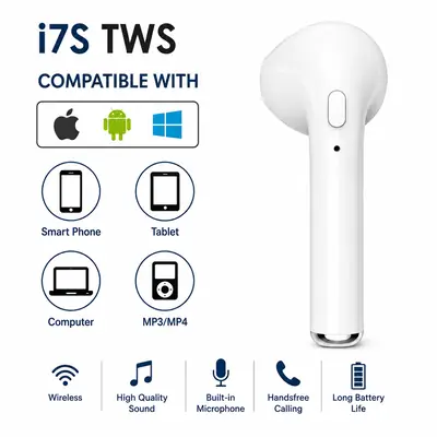 Best TWS 12 BR Black Mini Bluetooth Wireless Headset – True Wireless Stereo Earbuds, Dual Bass Sound, Charging Case, Extra Ear-Buds, Pop-Up Feature, Compatible with All Devices