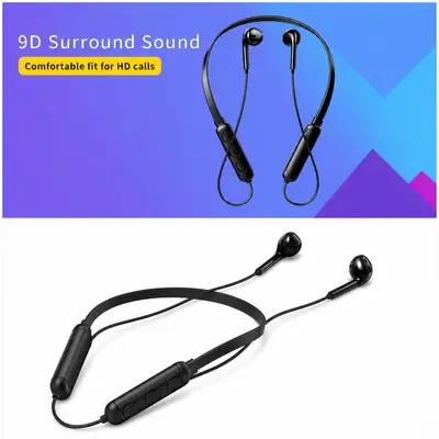 Wireless Neckband Earphones – 9D Surround Sound