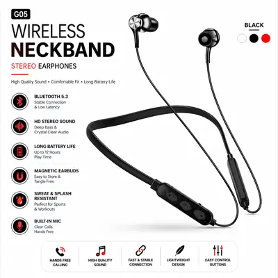 G03 Magnetic Neckband Bluetooth-compatible Headset Sport Wireless Strong Bass Music Calling Earphone - black