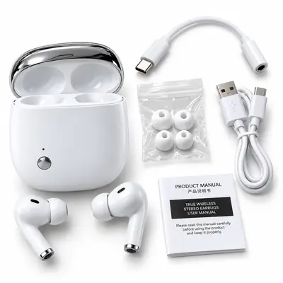 **TWS Wireless Earbuds – Bluetooth 5.0, Stereo Sound, Clear Calls & Charging Case**
