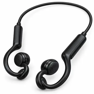 Black Wireless Bluetooth Neckband Earphones with Ear Hooks