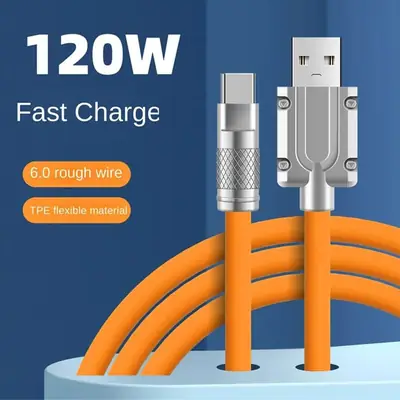 OKS 120W Original Liquid Silicone Type C Data Cable - Fast Charging, Thick and Durable for All Phones 