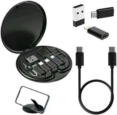 6-in-1 Wireless Charger & Card Holder Black
