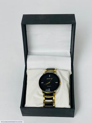 Men's Black Gold Quartz Watch with Stainless Steel Band thumbnail 4