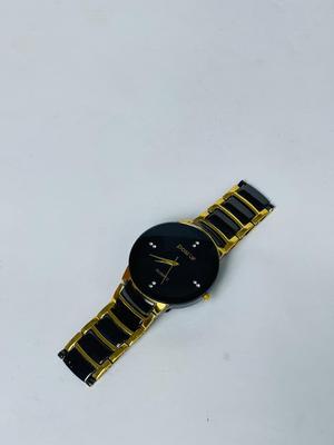 Men's Black Gold Quartz Watch with Stainless Steel Band thumbnail 2