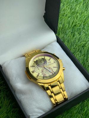 Men's Stainless Steel Watch Silver Gold Accents thumbnail 5