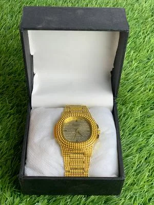 Gold Plated Crystal Watch for Men Wedding Formal Wear