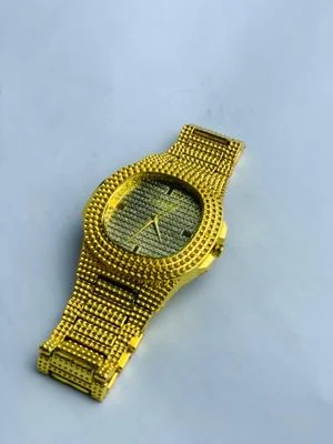 Gold Plated Crystal Watch for Men Wedding Formal Wear thumbnail 2