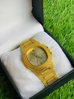 Gold Plated Crystal Watch for Men Wedding Formal Wear thumbnail 3