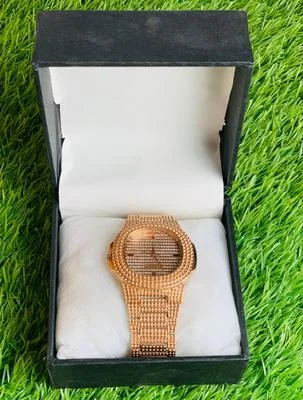 Men's Gold Plated Quartz Watch with Plain Strap