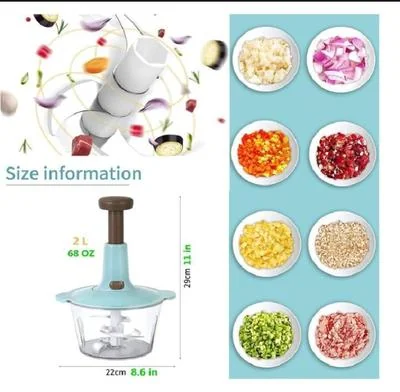 Manual Food Chopper Blue 50ml Stainless Steel Pakistan Kitchen thumbnail 2