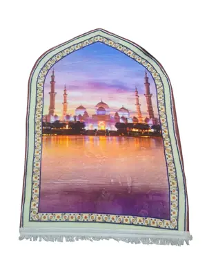 Luxurious Velvet Printed Prayer Mat - 1 Pcs in Maroon, Red, and Orange thumbnail 10
