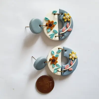 Stylish 2 Layered Dangling Earrings with Resin Plating - 2 Pcs in Green thumbnail 3
