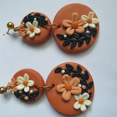 Stylish 2 Layered Dangling Earrings with Resin Plating - 2 Pcs in Green thumbnail 2