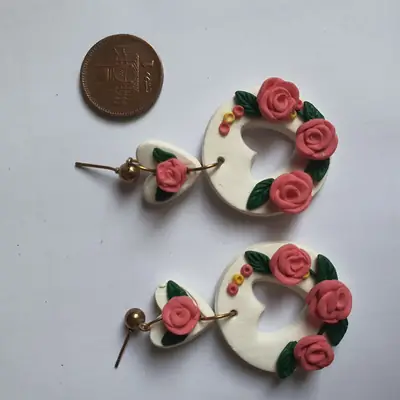 Stylish 2 Layered Dangling Earrings with Resin Plating - 2 Pcs in Green thumbnail 3