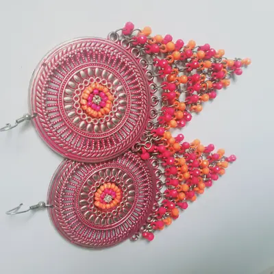 Funky Silver Plated Beads Dangling Earrings thumbnail 2