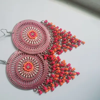 Funky Silver Plated Beads Dangling Earrings thumbnail 3