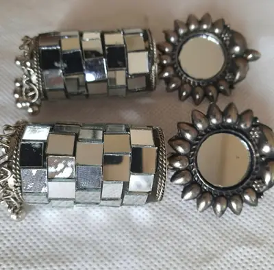 Funky Silver Plated Crystal Jhumka thumbnail 3