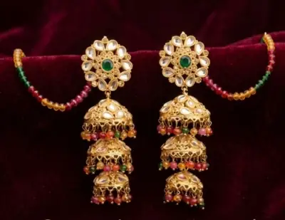 Bridal Gold Plated Crystal Jhumka