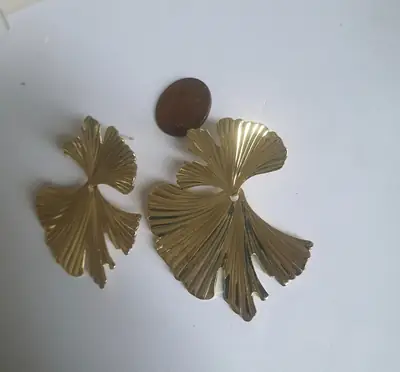 Leaf Design Gold Plated Resin Earrings