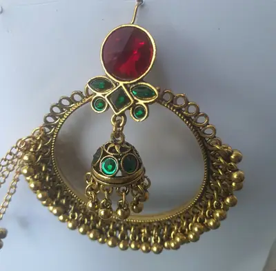Meenakari Design Gold Plated Kundan Jhumka