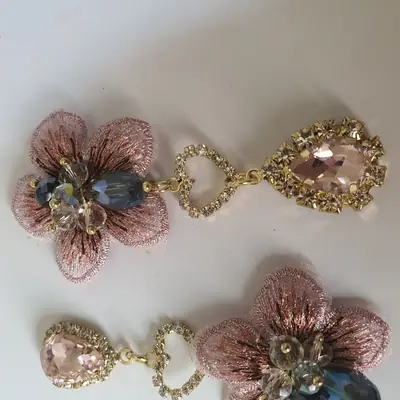 Fancy Gold Plated Rhinestone Dangling Earrings thumbnail 3