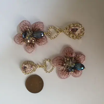 Fancy Gold Plated Rhinestone Dangling Earrings thumbnail 5