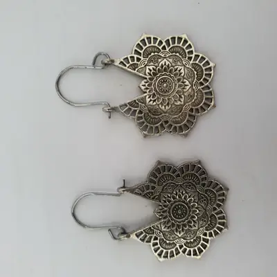 Funky Silver Plated Resin Earrings