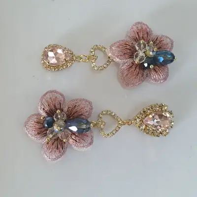 Fancy Gold Plated Rhinestone Dangling Earrings