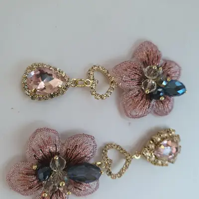 Fancy Gold Plated Rhinestone Dangling Earrings thumbnail 3