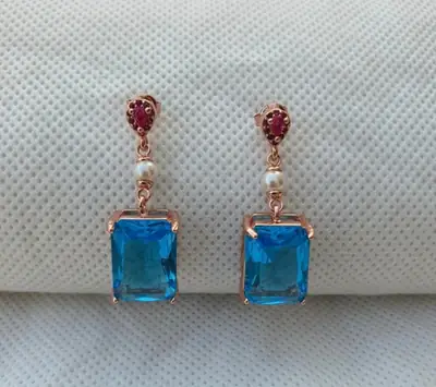 Retro Design Gold Plated Crystal Earrings thumbnail 2