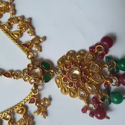 Noratan Design Gold Plated Kundan Matha Patti thumbnail 3