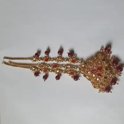 Rajasthani Design Gold Plated Kundan Matha Patti thumbnail 5