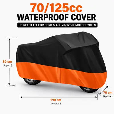 Bike Cover Waterproof Universal for 70cc & 125cc Motorcycles – Dustproof, Rainproof, UV Protection, Scratch Resistant, (Random Color)