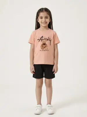 2 Pcs Girl's Cotton Printed Tracksuit