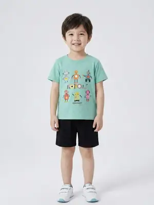 2 Pcs Boy's Cotton Printed Tracksuit