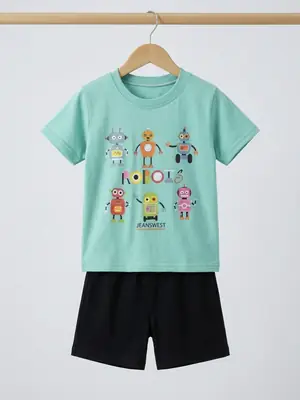 2 Pcs Boy's Cotton Printed Tracksuit thumbnail 2
