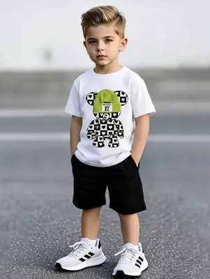 2 Pcs Girl's Cotton Printed Tracksuit