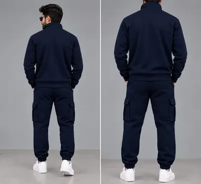 2 Pcs Men's Fleece Printed Zipper Hoodie