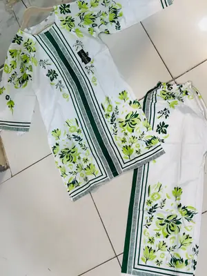 2 Pcs Women's Stitched Swiss Lawn Printed Co-Ord Set thumbnail 5