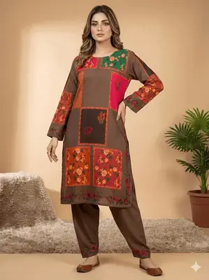 2 Pcs Women's Stitched Cotton Printed Co-Ord Set thumbnail 2