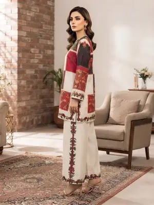 2 Pcs Women's Stitched Swiss Lawn Printed Co-Ord Set