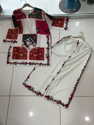 2 Pcs Women's Stitched Swiss Lawn Printed Co-Ord Set thumbnail 4