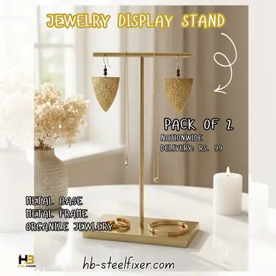 Geometric Wrought Iron Earring Stand Pack of 2 by HB Steel Fixerr