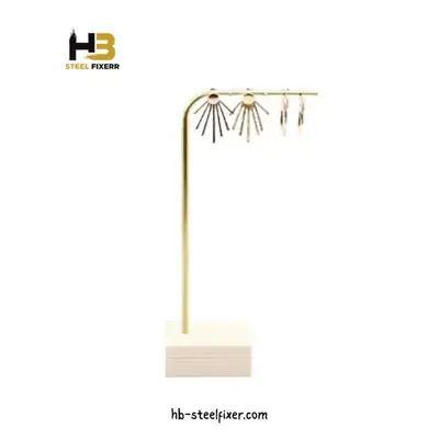 Wood & Metal Earring Display Stand – Geometric Bar Jewelry Organizer by HB Steel Fixerr thumbnail 2
