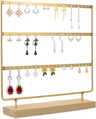 Metal Pyramid Jewelry Stand – Elegant Organizer with Wooden Base | HB Steel Fixer thumbnail 5