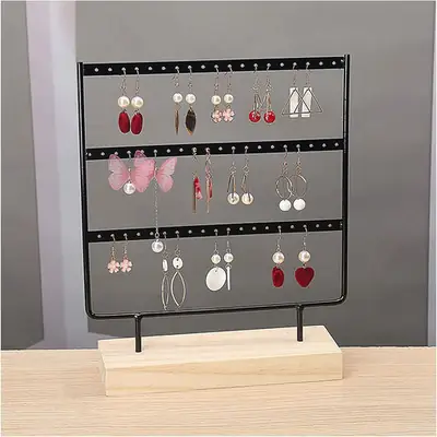 Metal Pyramid Jewelry Stand – Elegant Organizer with Wooden Base | HB Steel Fixer thumbnail 6