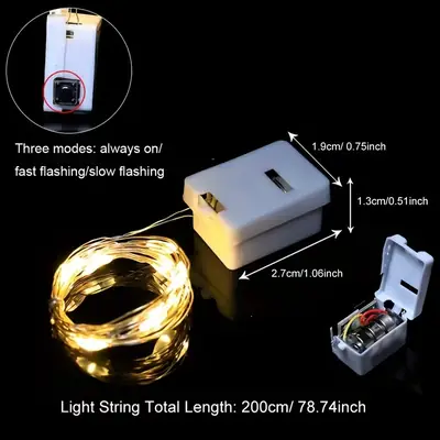Pack of 2 - 7ft Fairy String Lights Three Speed Modes Powered Mini Firefly Lights With Warm Yellow Glow Perfect For Bedroom Home Garden Weddings thumbnail 4
